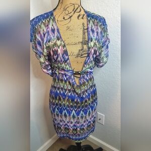 3 pc Zigzag Womans Two Piece Swimsuit And Cover Up